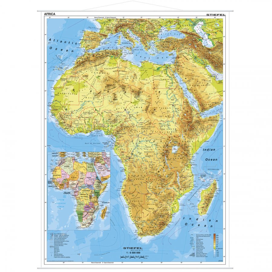 Mapa Fizyczna Afryki Do Nauki Afryka fizyczna - ang - Mapy, plansze szkolne, językowe, interaktywne
